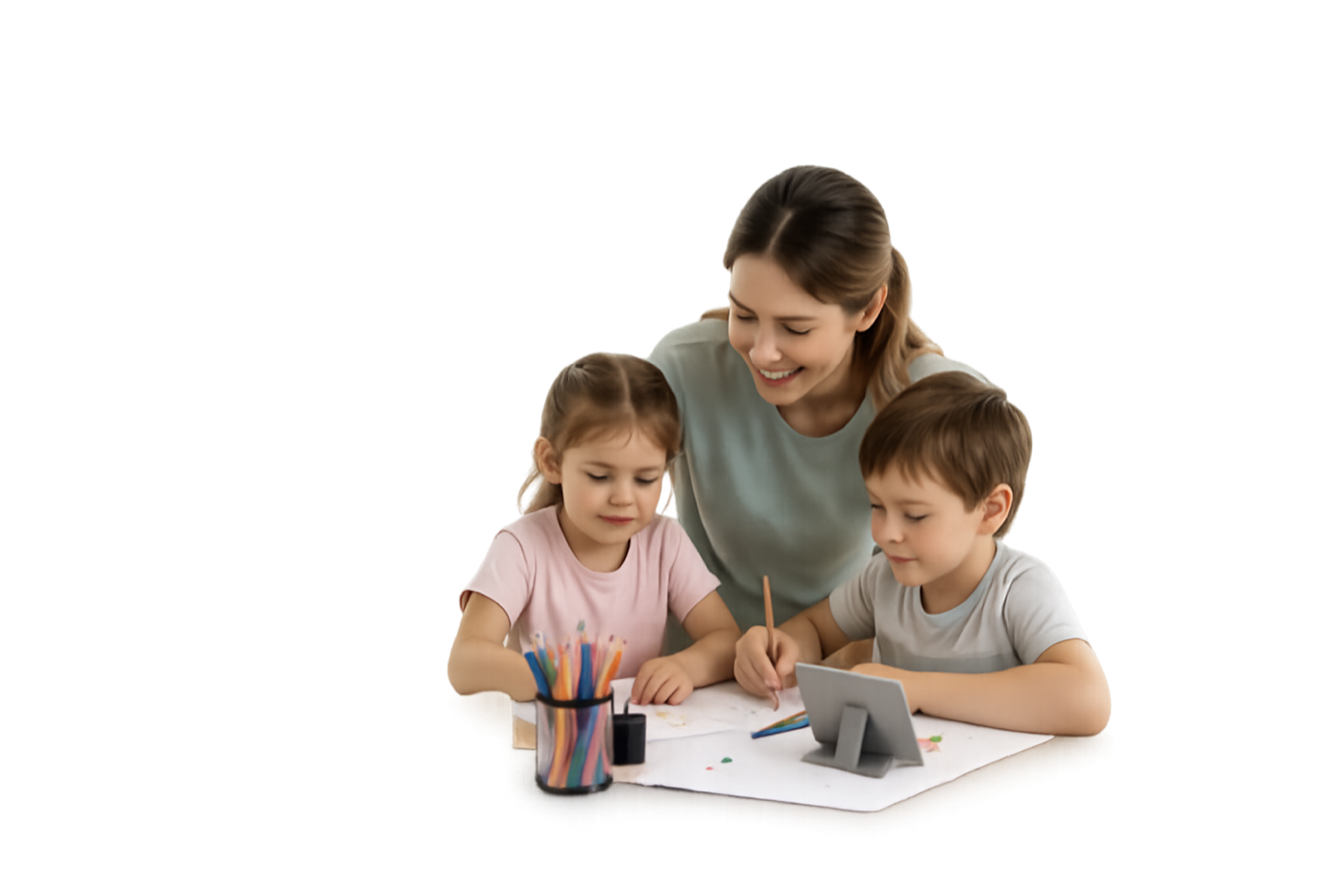 Erzieherin spielt mit Kindern